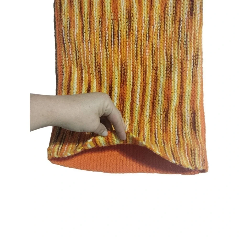 Homemade VINTAGE knitted pillow sham yellow, brown, orange
